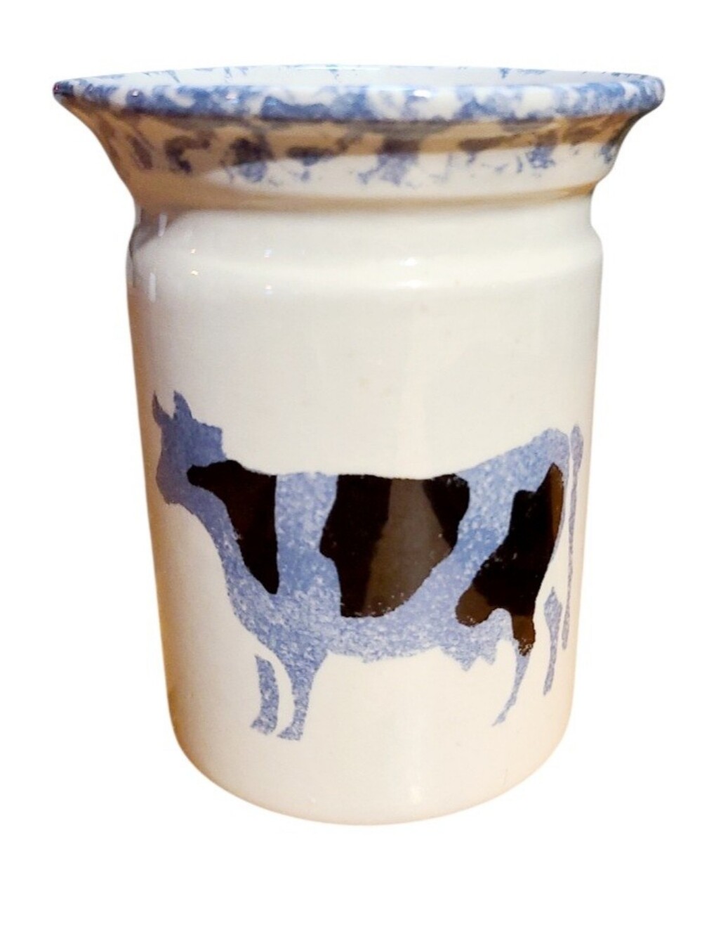 Vintage Cow Crock Kitchen Canister Jar Small. 5" tall x 4" wide. Ceramic